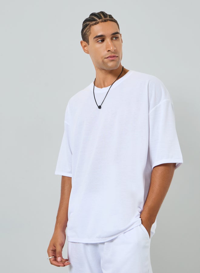Take Two Men Solid Oversized T-Shirt and Shorts Co-Ords - Image 1